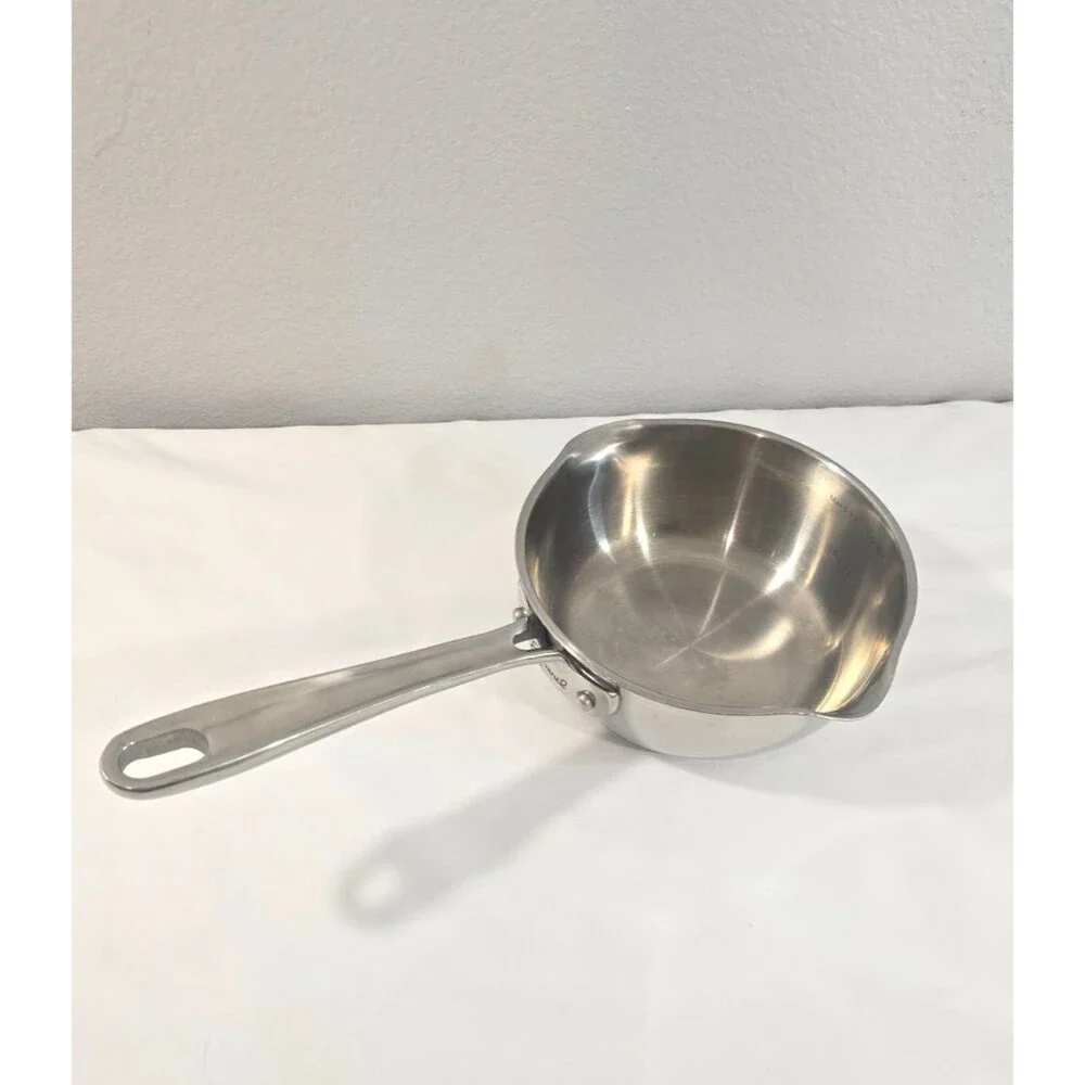 Emeril 1 Qt Stainless Steel Sauce Pan Pour Double Spout Copper Core Used